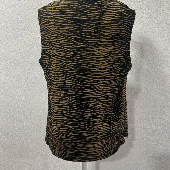 French Laundry Slinky Top Size L Animal Print Sleeveless Cowl Neck Acetate Blend - Picture 6 of 11
